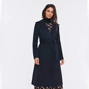 NEW Diane von Furstenberg DVF Yusra Wool Belted Navy Coat Size S